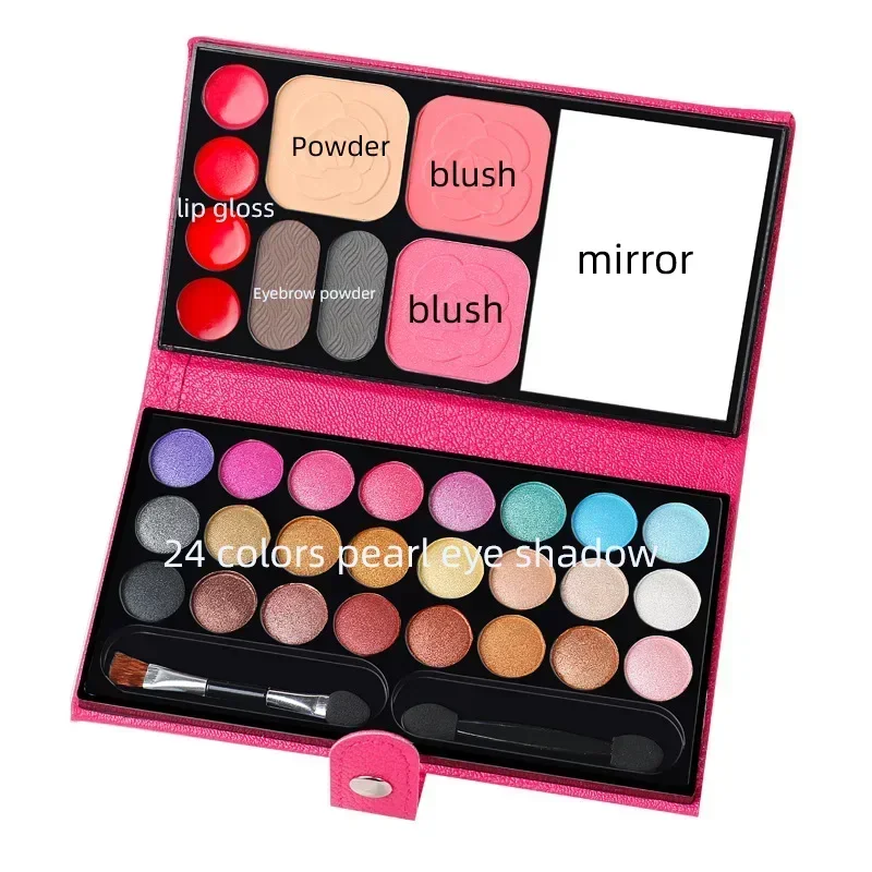 33 Colors Eye Shadow Powder Blush Lipstick Lasting Cosmetics Makeup Set with Mirror For Beginner Kids Travel Portable Palette 2