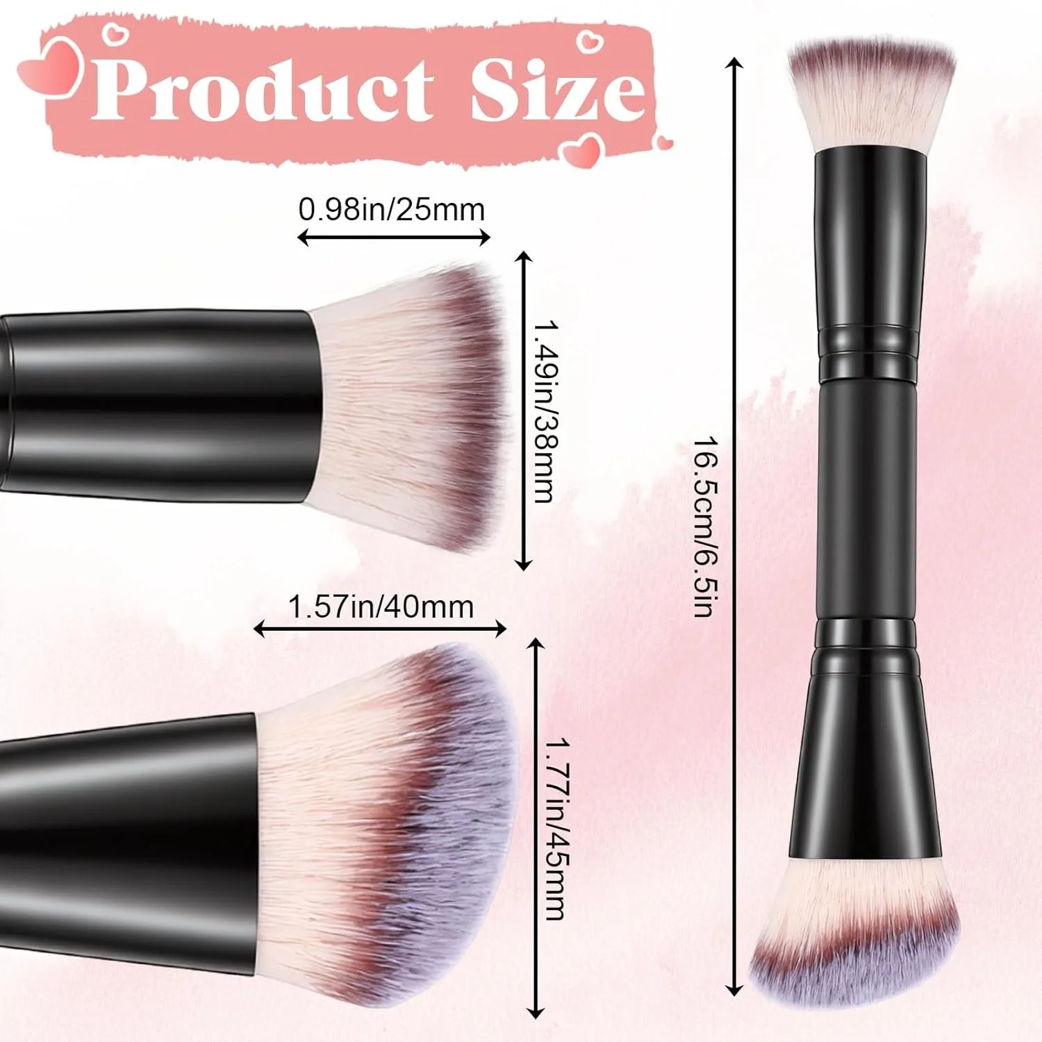 2 In 1 Foundation Blush Dual Ended Makeup Brush Soft Fluffy Facial Cosmetic Tool 2