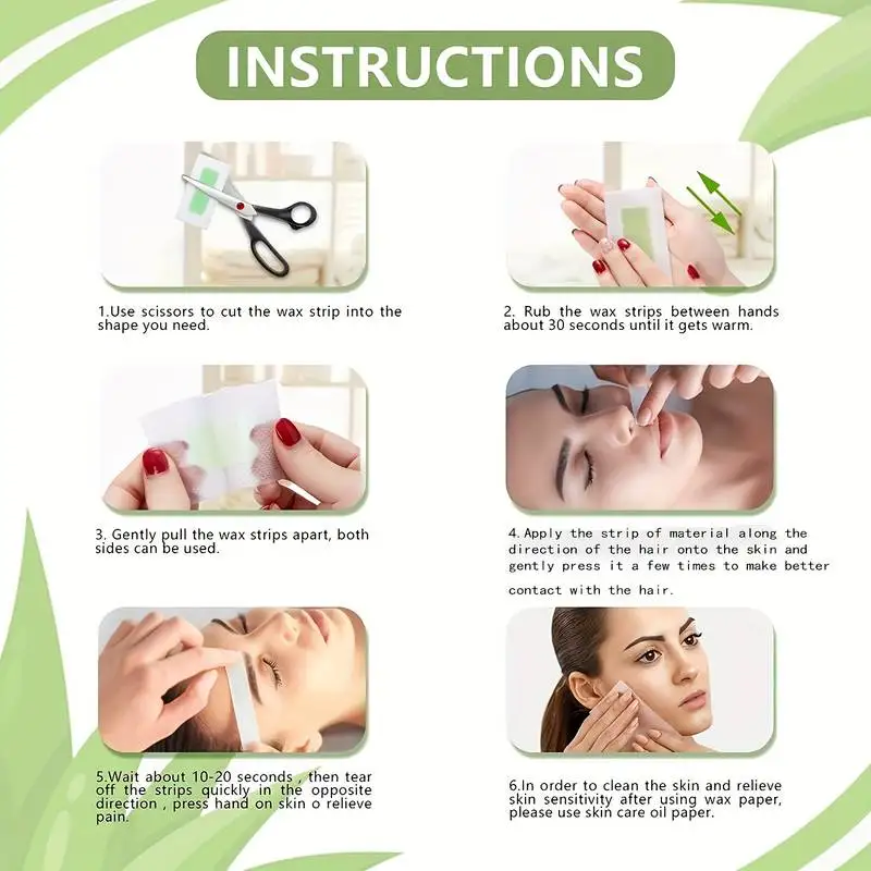 Painless Fast Hair Removal Wax Strips Waxing Wipe Sticker Professional Facial Body Leg Lip Hairs Remove Wax Paper Women Men Use 4