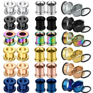 1pc 3mm-20mm Stainless Steel Ear Plugs Tunnels Rose Gold Color Screwed Earrings Expander Earlet Gauges Body Piercings Jewelry 1
