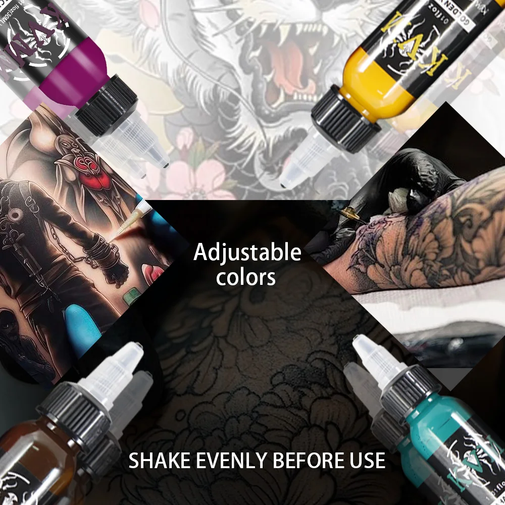 KVM 30ml/1oz 14-colors Tattoo Ink Pigment Body Art Tattoo Kits Professional Beauty Paints Makeup Tattoo Supplies Semi-permanent 3