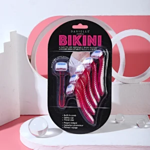6 Pieces Disposable Women Razor for Bikini Rose Color Plastic Handle with Comb Manual Leg Body Hair Shaver 1