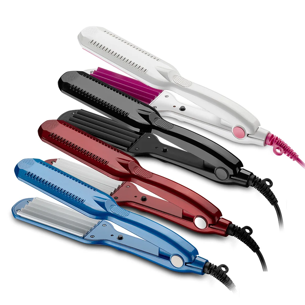 Electronic Hair Curling Irons Curler Straighteners Titanium Corrugated Crimper Waves Iron Tools 2