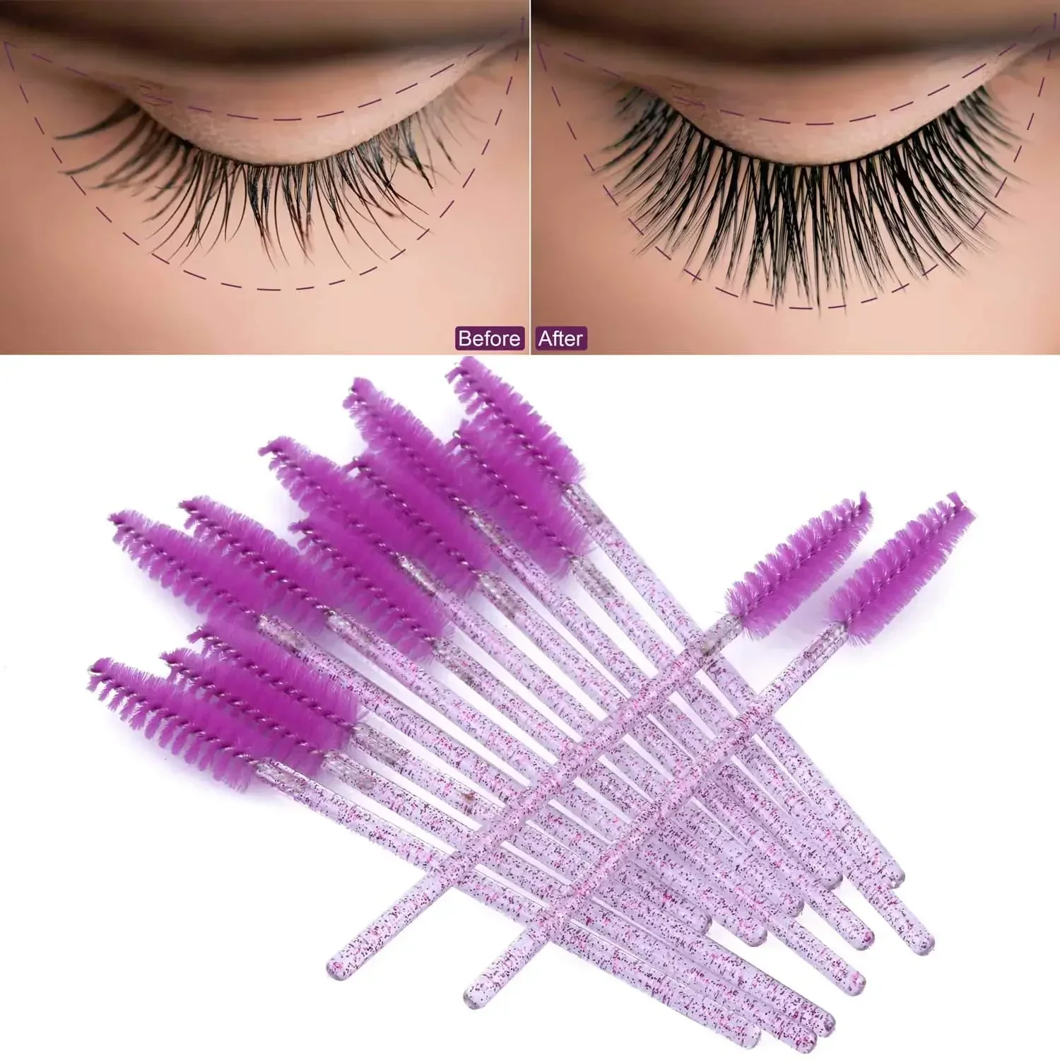 Wholesale 100/500/1000pcs Eye Beauty Tools Disposable Mascara Wands Eyelash Brush Lash Extension Colorful Spoolies for Eyebrow 4