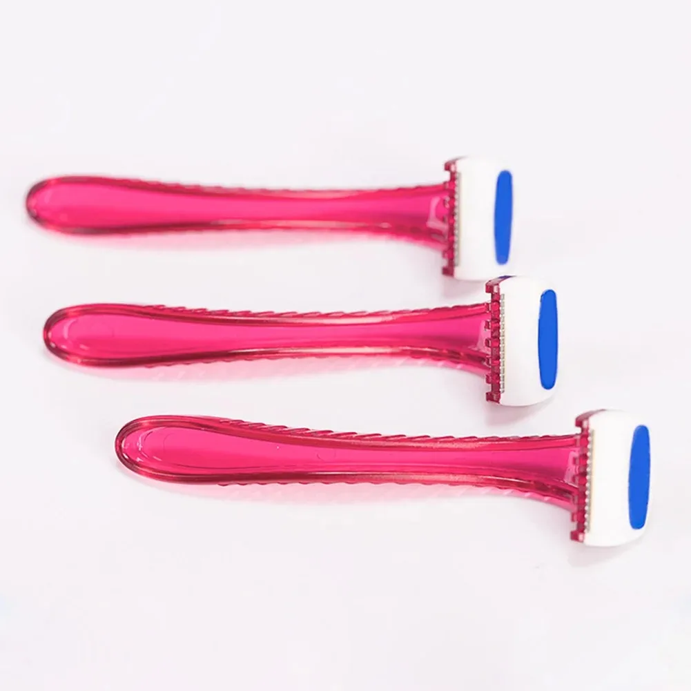 -5-30 Pieces Disposable Women Razor for Bikini Rose Color Plastic Handle with Comb Manual Leg Body Hair Shaver 3