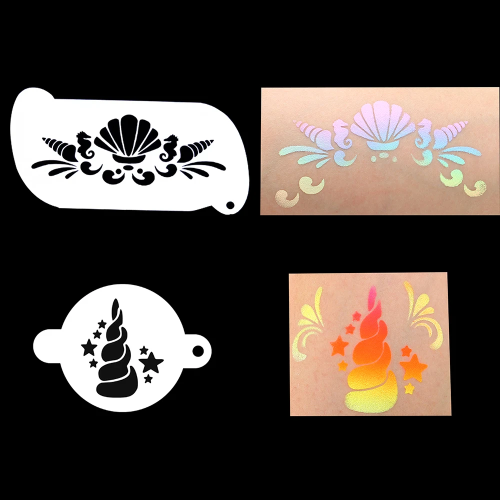 8pcs 9pcs Reusable Face Paint Stencils for Body Art Painting Halloween Party Makeup Temporary Tattoos Stencils 3