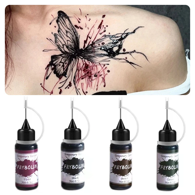 Temporary Tattoo Indian Henna Tattoo Ink Body Art Paint Semi-Permanent Makeup Pigment No Pain Eyebrow Eyeliner Beauty Supply DIY 2