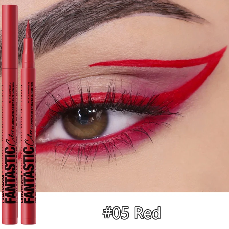 Matte Dark Purple Red Eye Liner Makeup White Liquid Eyeliner Quick-Drying Waterproof Eyeliner Pencil Long-Lasting 12 Color Eyes 4
