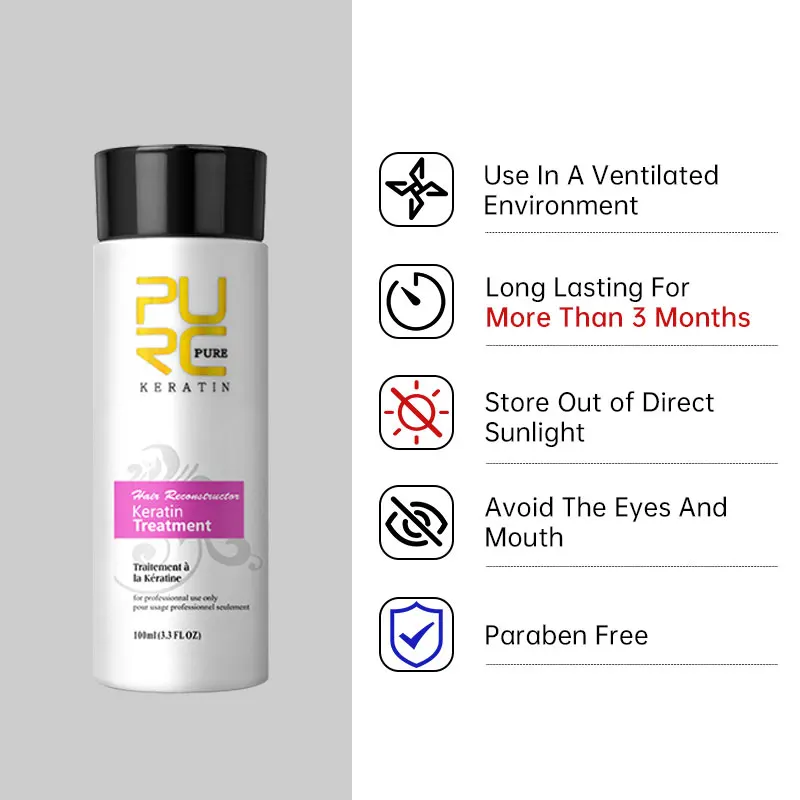 PURC Keratin Treatment Shampoo Conditioner Hair Straightening Products Smoothing Repairing Hair Mask Curly Hair Straighten Care 2
