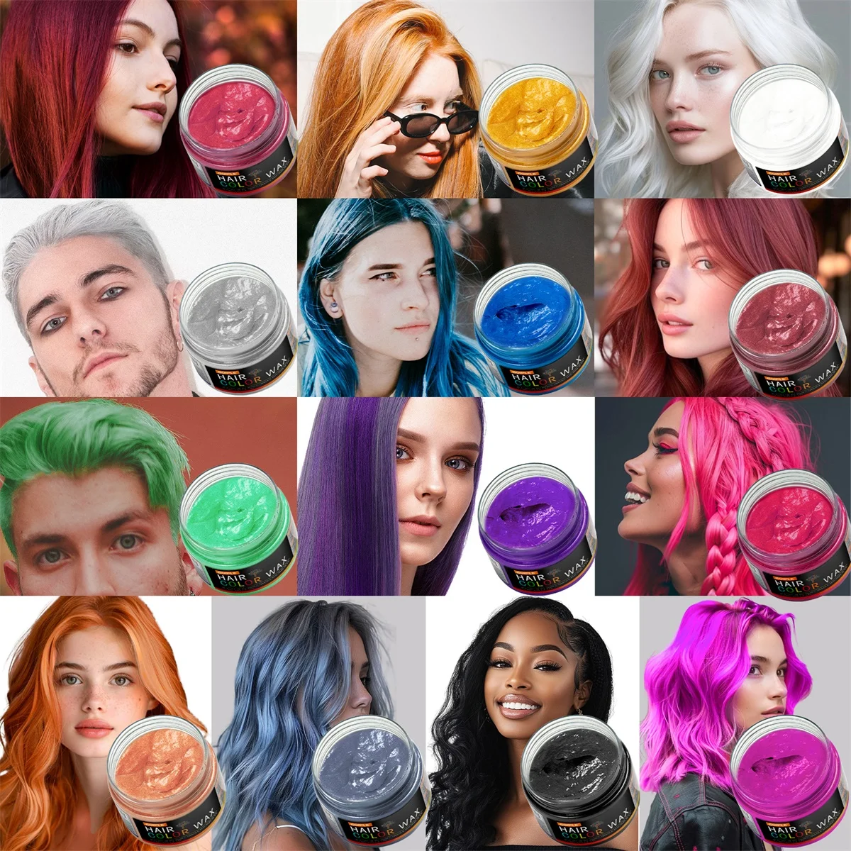 Valentine's Day Hair Color Wax for Men & Women Hair Clay Fashion One-Time Temporary Styling Dye Cream Easy Wash Hair Beard Color 6