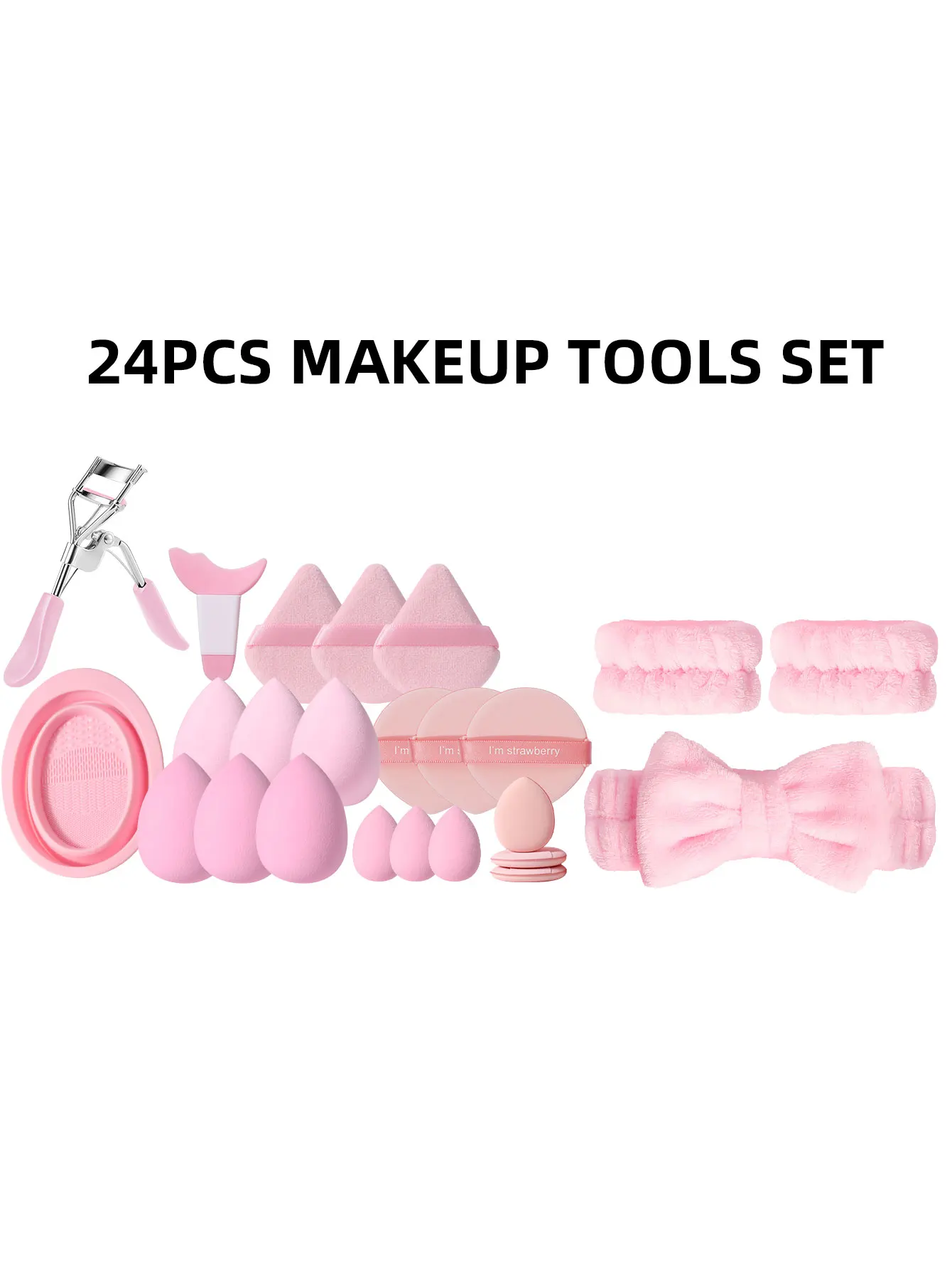 50PCS Makeup Tools:1PC cosmetic bag+25PCS Makeup brush set+9PCS Makeup Sponges+9PCS Powder Puffs+6PCS Makeup Tools 5