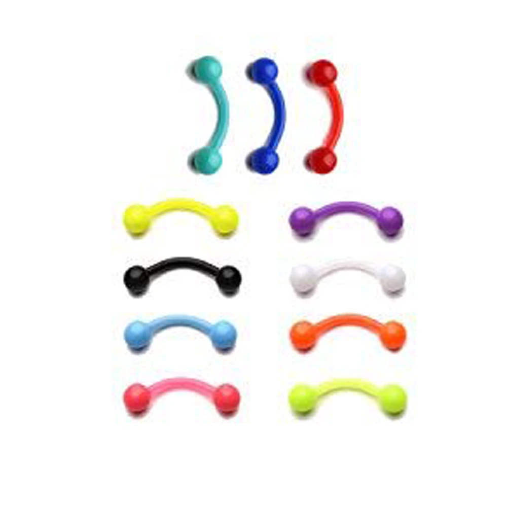 16G Flexible Colorful Curved Barbell Piercing Retainer Plastic Lip Rings Labret Stud Clear Clicker Horseshoe Barbell Tragus Dait 6