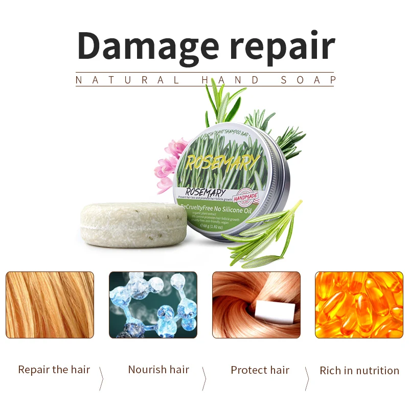 Rosemary shampoo soap without silicone oil plant shampoo soap cleanses the scalp nourishes hair controls oil 3