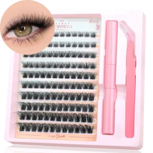 GROINNEYA Fluffy Lash Clusters Kit With Waterproof Strong Hold DIY Lash Extension Kit Lash Bond & Seal & Eyelash Tweezers Makeup 1
