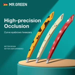 MR.GREEN Curve Handle Eyebrows Tweezers Professional Fine Hairs Puller Makeup Tools Stainless Steel Beauty Clips Removal 1