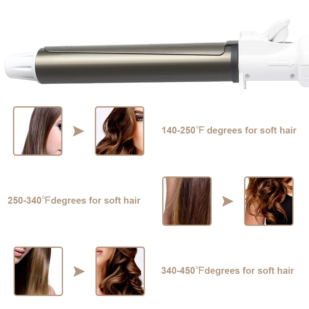 USHOW Professional Ceramic Hair Curler Curling Iron Roller Curls Wand Waver Fashion Styling Tool 3