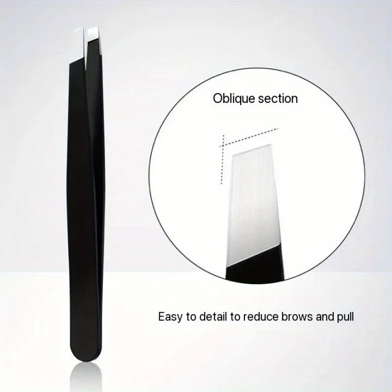 Stainless Steel Black Eyebrow Tweezers, Angled And Flat-Tipped Design For Precise Eyebrow Shaping, Ingrown Hair Removal, And Oth 5