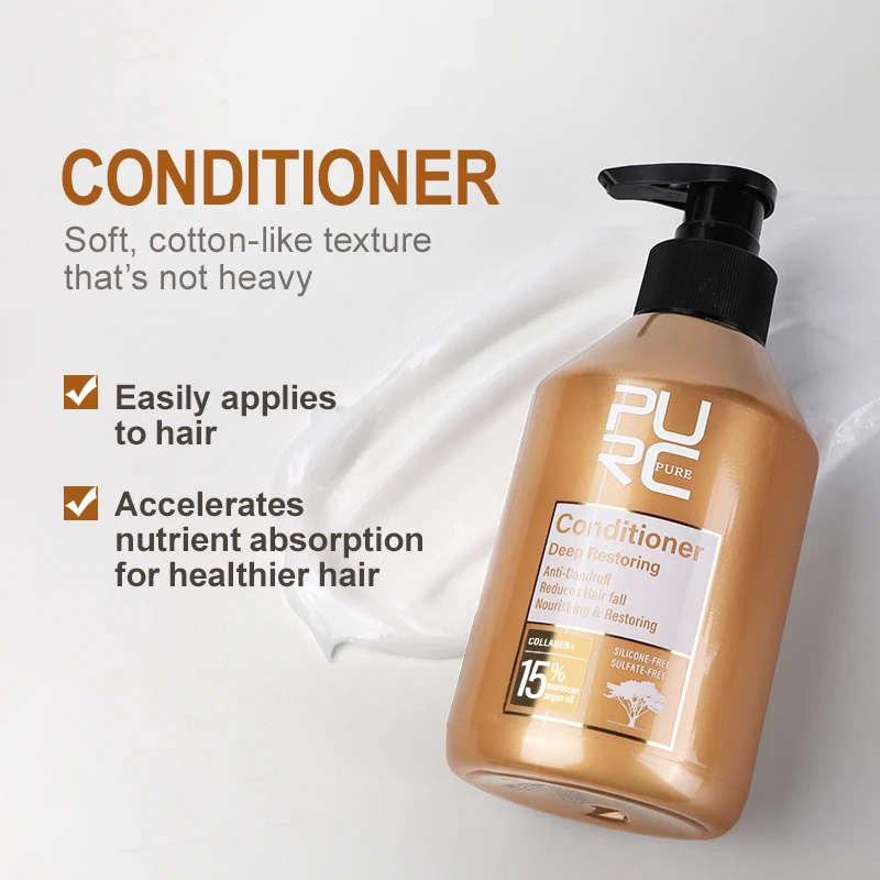 PURC Repair Damaged Hair Treatment Morocco Argan Oil Amino Acid Keratin Smoothing Sulfate-Free Shampoo Conditioner Set Hair Car 4