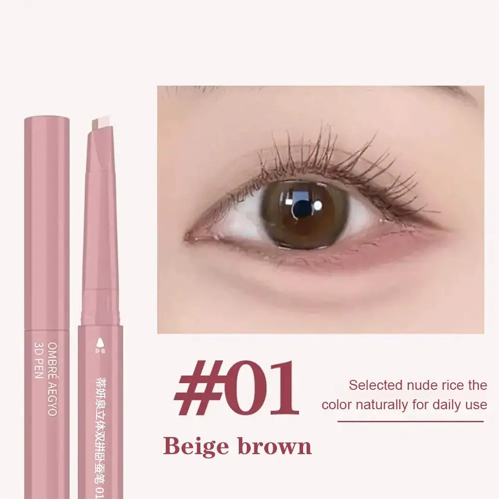 2 In 1 Double Ended Lying Silkworm Pen Two-tone Natural Under Eye Highlighter & Shadow Stick For Korean Makeup 4