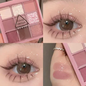 New Transparent Nine-color Eyeshadow Palette Rosy Nine Palace Glitter Eye Makeup 1