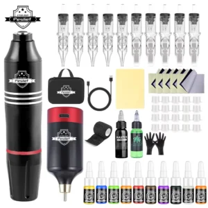 Professional Wireless Rotary Tattoo Machine Kit with 10Pcs Cartridge Needles Complete Set for Tattoo Artists and Beginners 1
