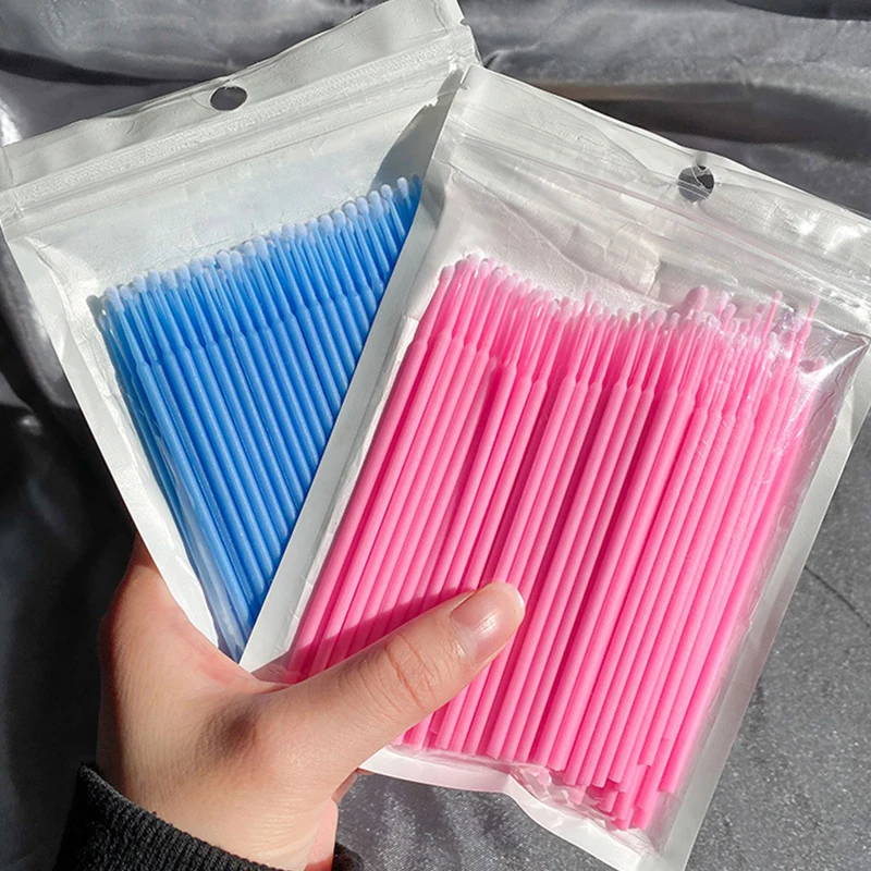100Pcs Eyelash Cleaning Brush Lash Extension Micro Cotton Swab Individual Eyelashes Microbrush Beauty Makeup Clean Remover Tools 5