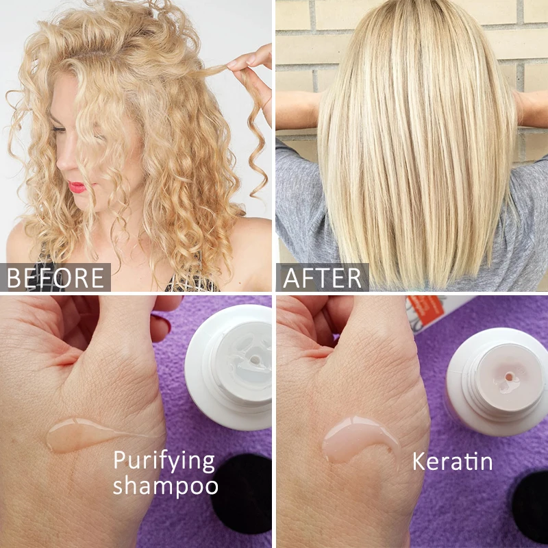 PURC Keratin Treatment Shampoo Conditioner Hair Straightening Products Smoothing Repairing Hair Mask Curly Hair Straighten Care 3
