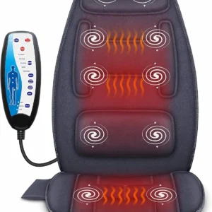 Massage Seat Cushion with Heat - Memory Foam Neck & Lumbar Support, 10 Vibration Motors, 2 Heat Levels, Back Massager 1