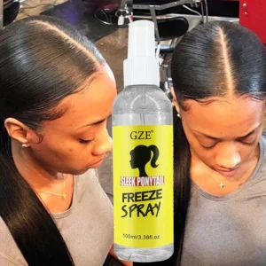 GZE Sleek Ponytail Freeze Spray - Long Lasting Hold, Frizz Control, and Shine - Non-Sticky Formula for Professional Looking 1