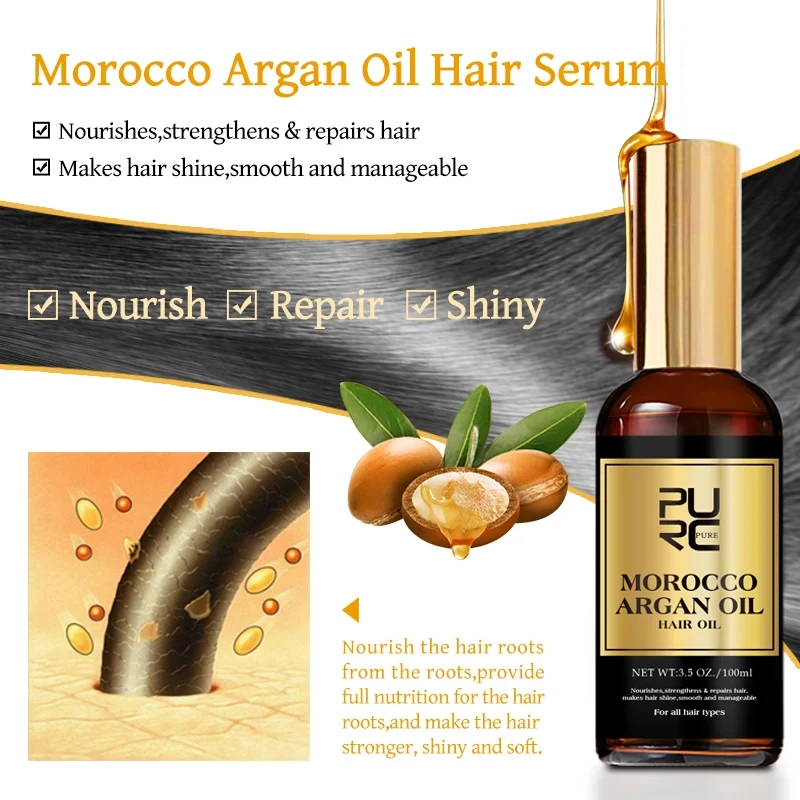 PURC Morocco Set Serum Smoothing Shampoo Conditioner And Repair Hair Mask Anti Dandruff Scalp Anti-Itch Hair Care Products Kit 5
