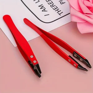 Zirconia Ceramic Pointed Tweezers Stainless Steel Tweezers with Slanted Tips Edges Eyebrows Beards Hair  Eyelash Tweezers 1