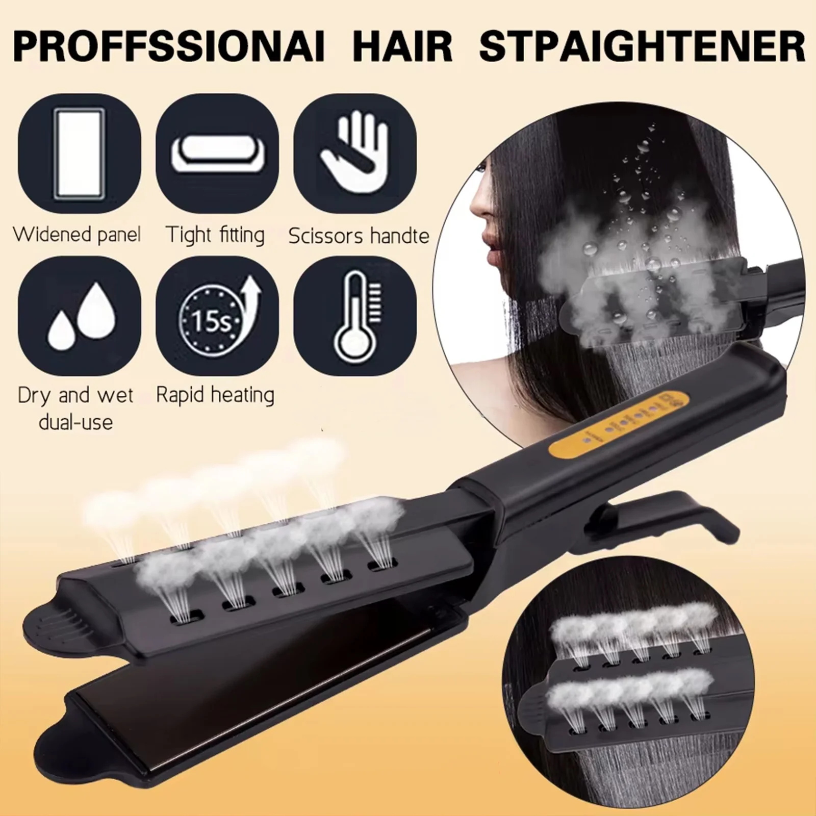 Hair straightener with four-speed temperature adjustment, straightener and curler two-in-one, Mother's Day Christmas Gifts 2
