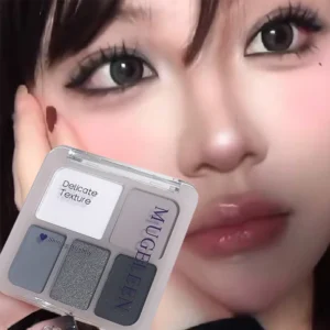 5-Color Punk Smokey Eyeshadow Palette Silvery Black Matte Shimmer Nude Pink Eye Shadow Lasting Halloween Eye Makeup Cosmetics 1