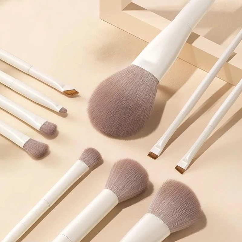 5/7/10/12pcs Professional Makeup Brushes Tools Set White Eyeshadow Eyeliner Foundation Brush Women Facial Beauty Cosmetic Tool 4