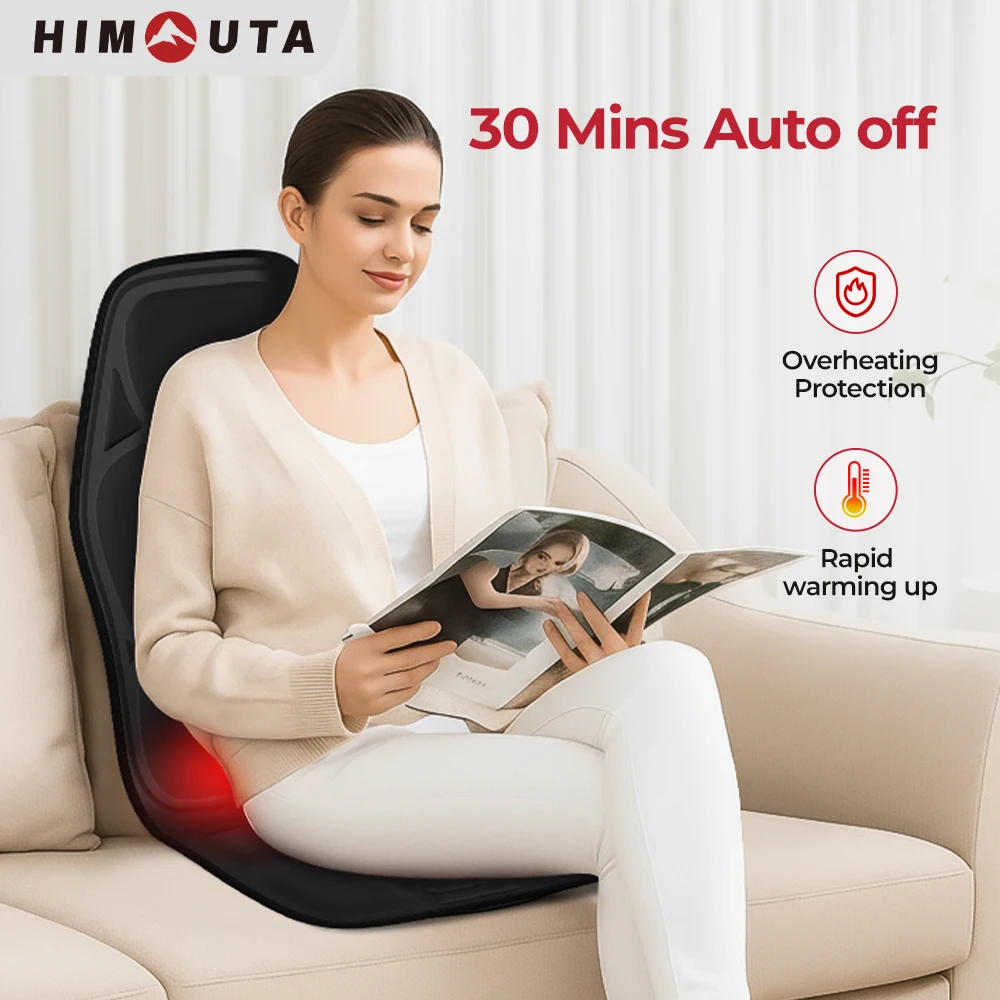 Electric Back Massager Full-Body Massage Chair Cushion Heated Vibrator Car Home Office Relaxation Lumbar Neck Mattress Chair Mat 2