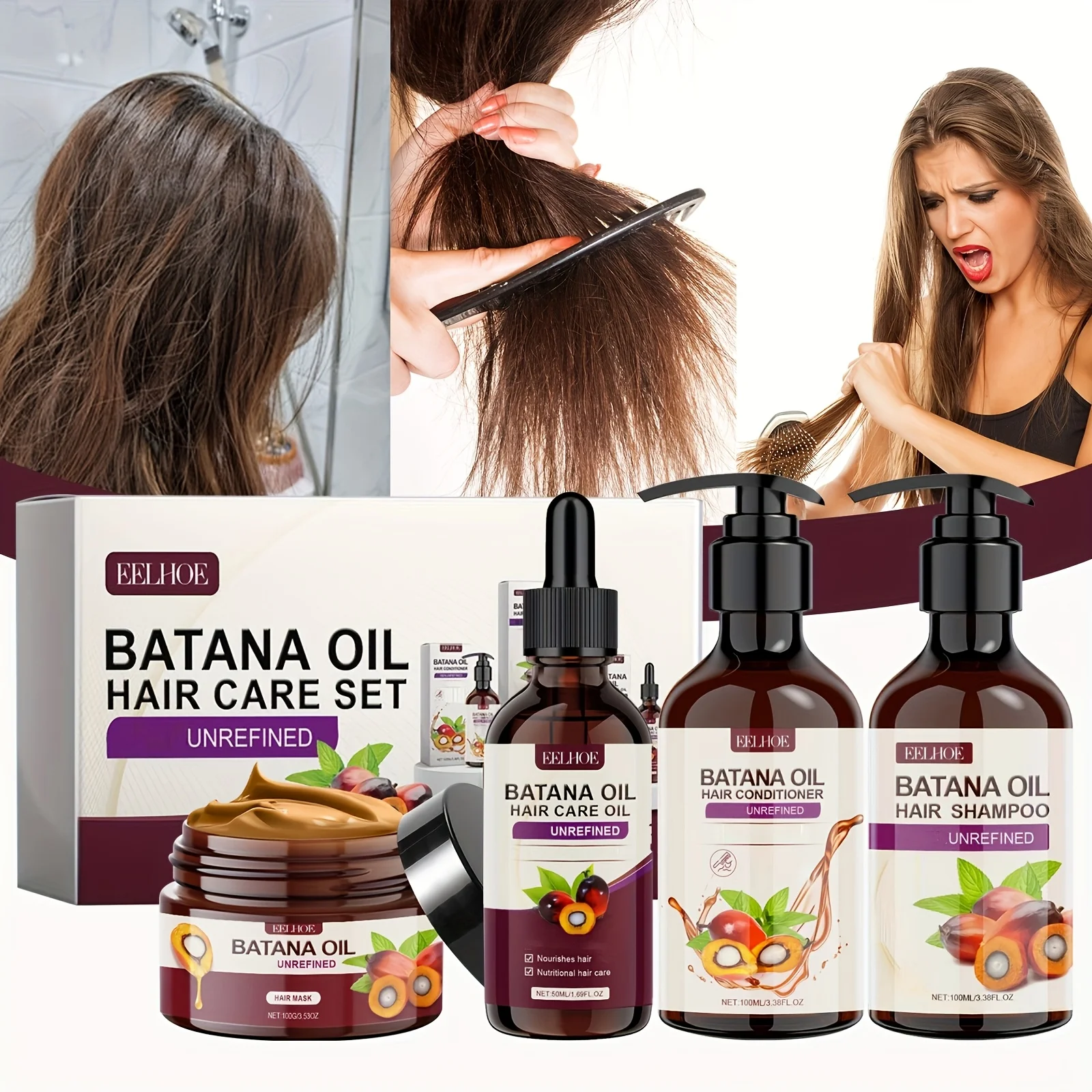 Batana Oil Hair Care Set - Shampoo, Conditioner, Hair Mask and Scalp Oil for All Hair Types 5