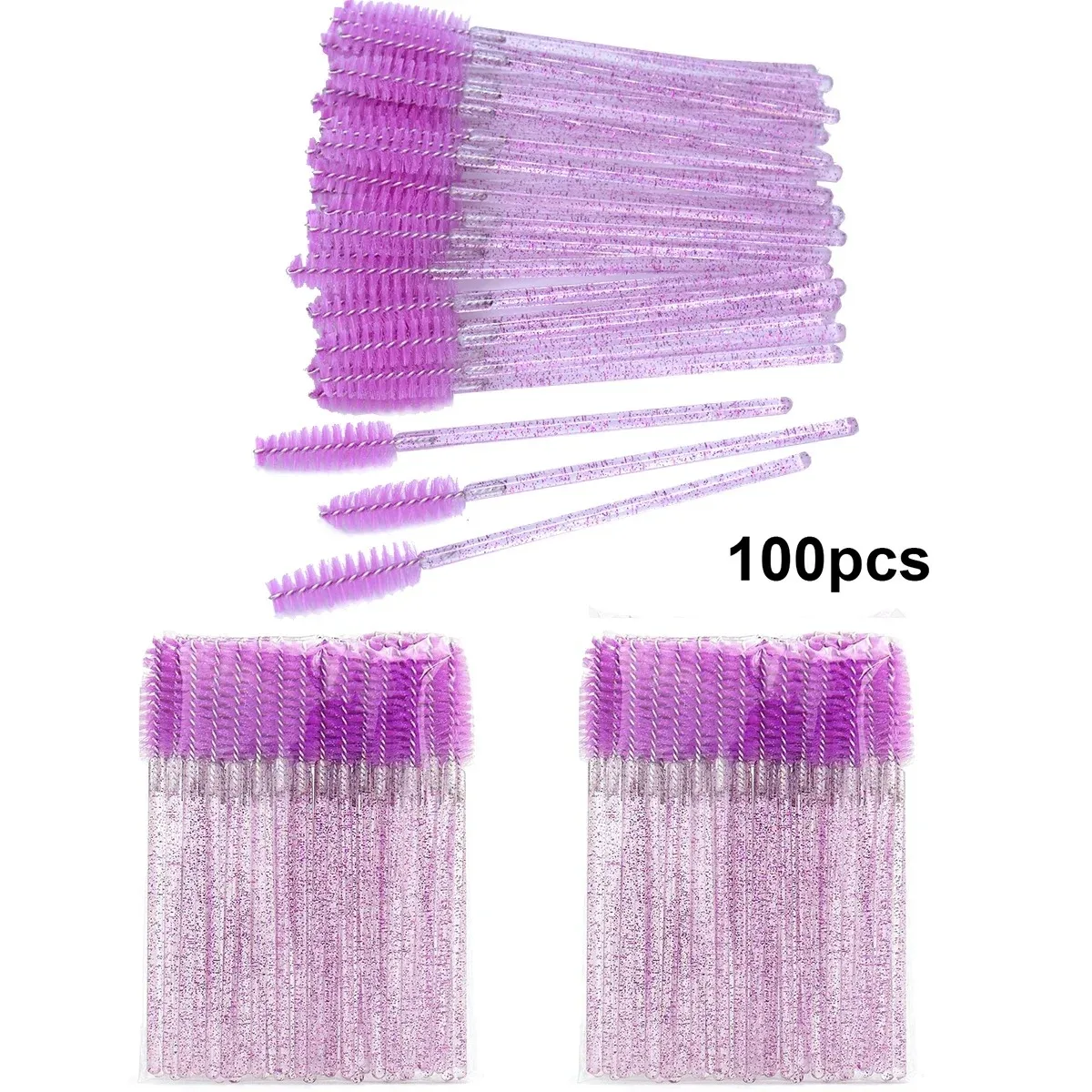 100pcs Disposable Eyelash Brushes Spoolies Micro Lash Mascara Wands Combs Wholesale for Eyelash Extension Makeup Cosmetic Tools 3