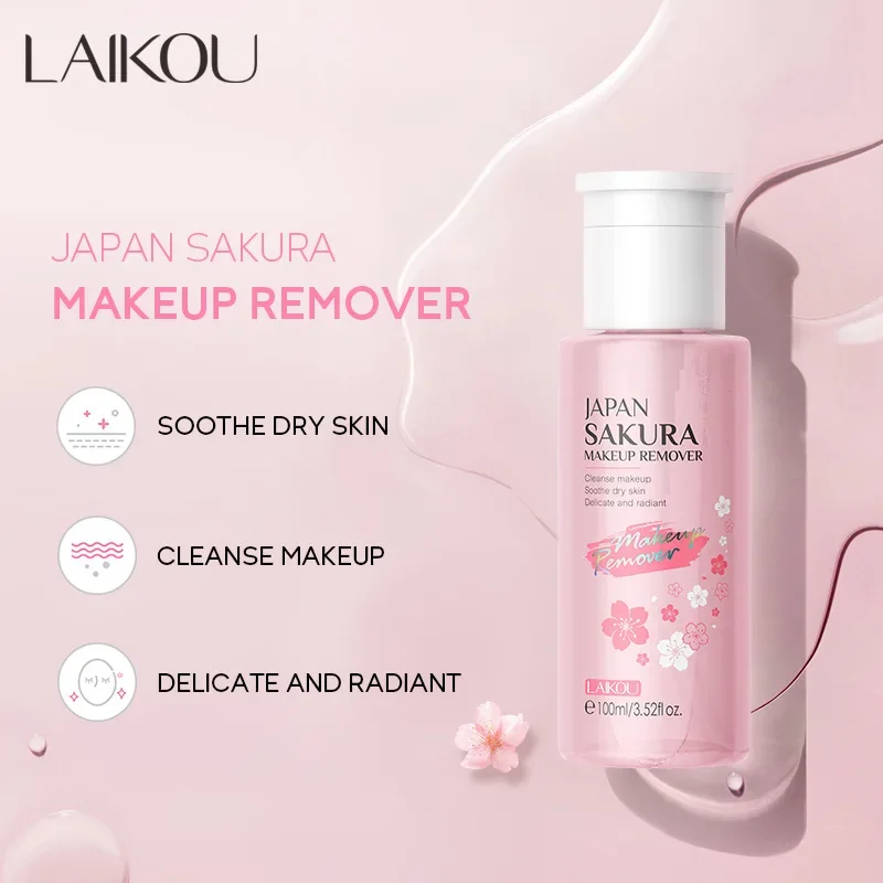 LAIKOU Portable Makeup Remover lashes Cleansing Liquid Water Lip Eye Gentle Care Make-Up Travel Skin Remover Face Skincare 100ml 5