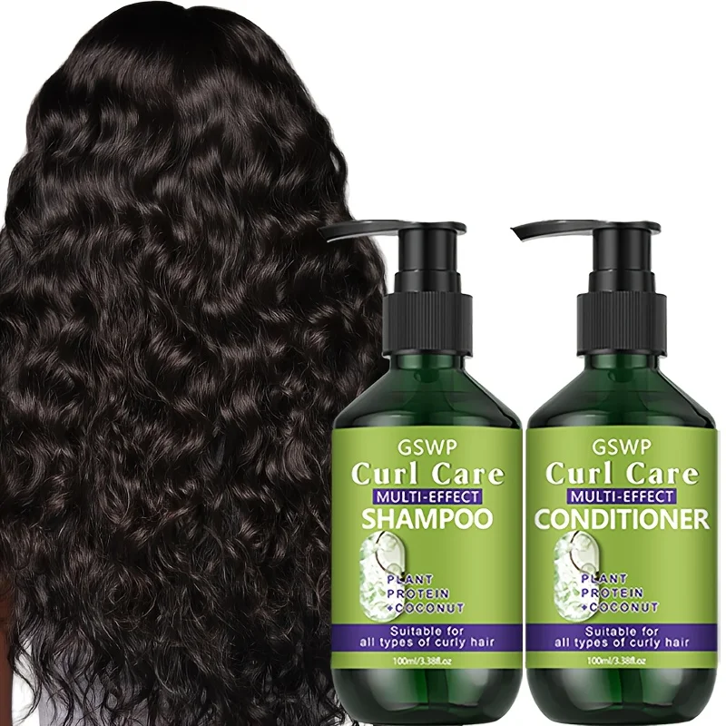 GSWP Curly Hair Care Shampoo and Conditioner Set,is moisturizing properties and deeply nourishes and cares for curly hair.200ml 5