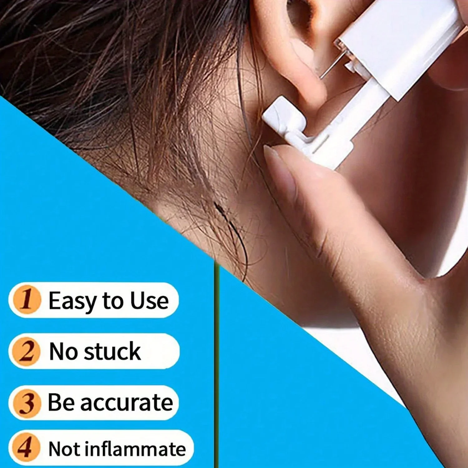 2 sets Ear Piercing Kit Disposable Ear Piercing Gun Kit Self Piercing Gun and Build-in Earrings Stud Ear Piercing Gun 5