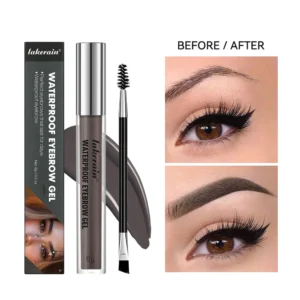 Lakerain Waterproof Eyebrow Gel Long Lasting Highly Pigmented Liquid Eyebrow Makeup Sweatproof Natural Black Brown 1