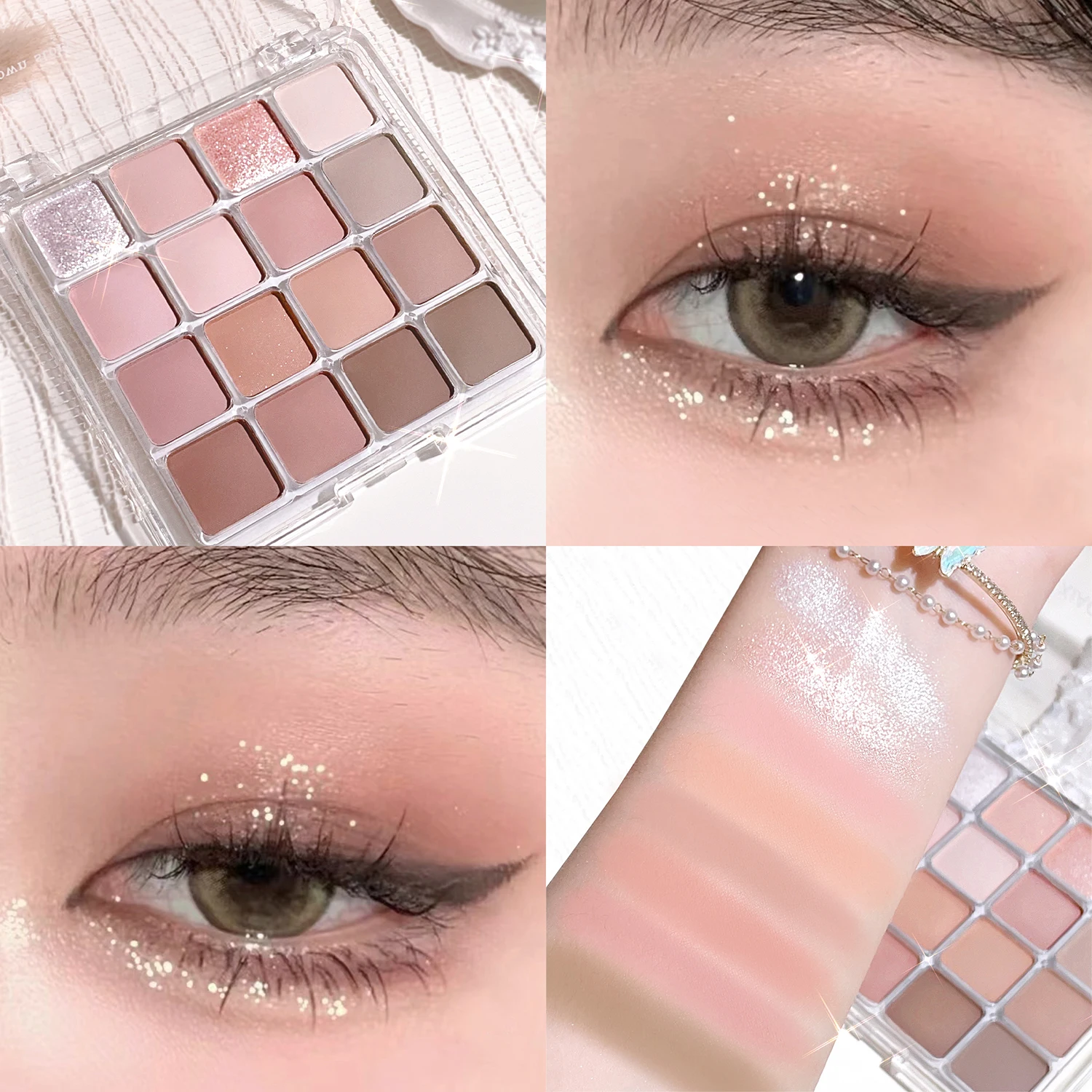 Sixteen-color sunset magic eye shadow plate pearl matte earth color Korean makeup eye shadow 4