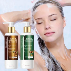 Moroccan Argan Oil Shampoo & Conditioner Set – 100ml+100ml. Specially formulated for dry and damaged hair, this duo deeply moist 1