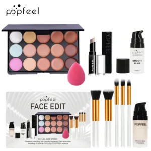 POPFEEL 10-Piece Face Makeup Set - Beginner-Friendly Foundation, Concealer & Brush Combo - Complete Face Makeup Kit for Flawless 1