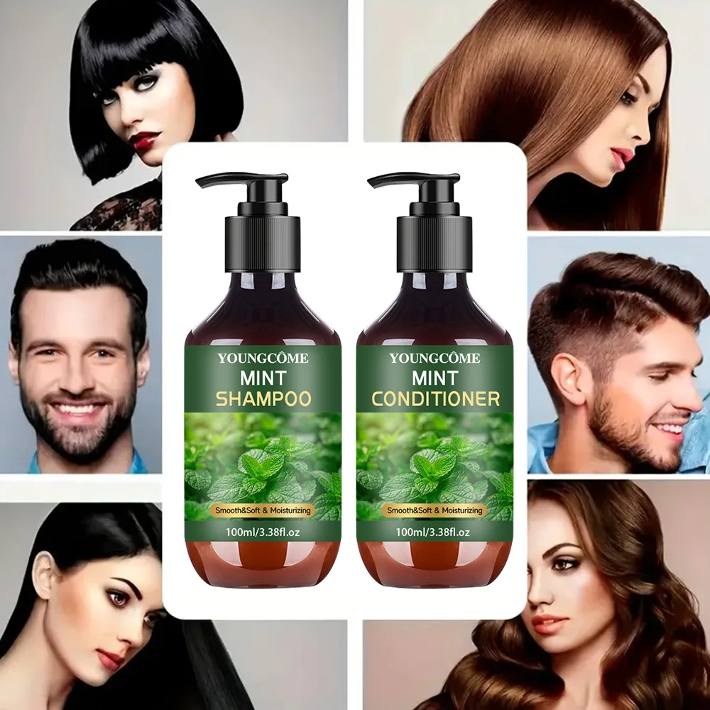 YOUNGCOME Peppermint Oil Shampoo and Conditioner Set for Hair Smooth&Soft & Moisturizing - For Women & Men, 3.38 FL Oz Each 6