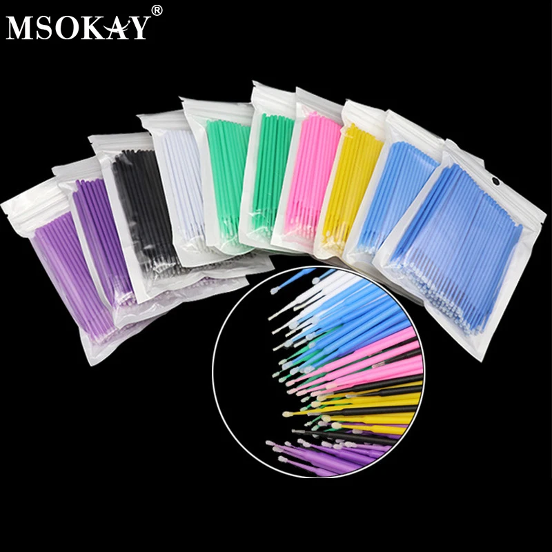 100Pcs Eyelash Cleaning Brush Lash Extension Micro Cotton Swab Individual Eyelashes Microbrush Beauty Makeup Clean Remover Tools 4