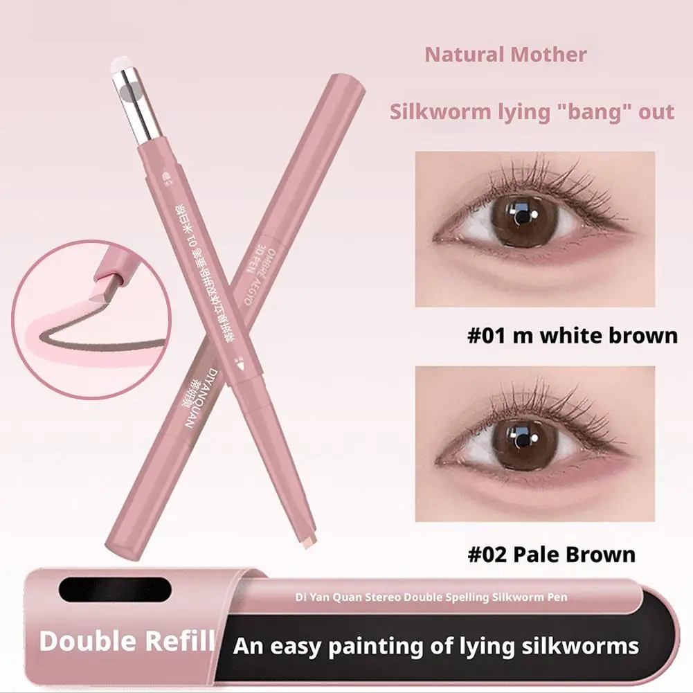 2 In 1 Double Ended Lying Silkworm Pen Two-tone Natural Under Eye Highlighter & Shadow Stick For Korean Makeup 2