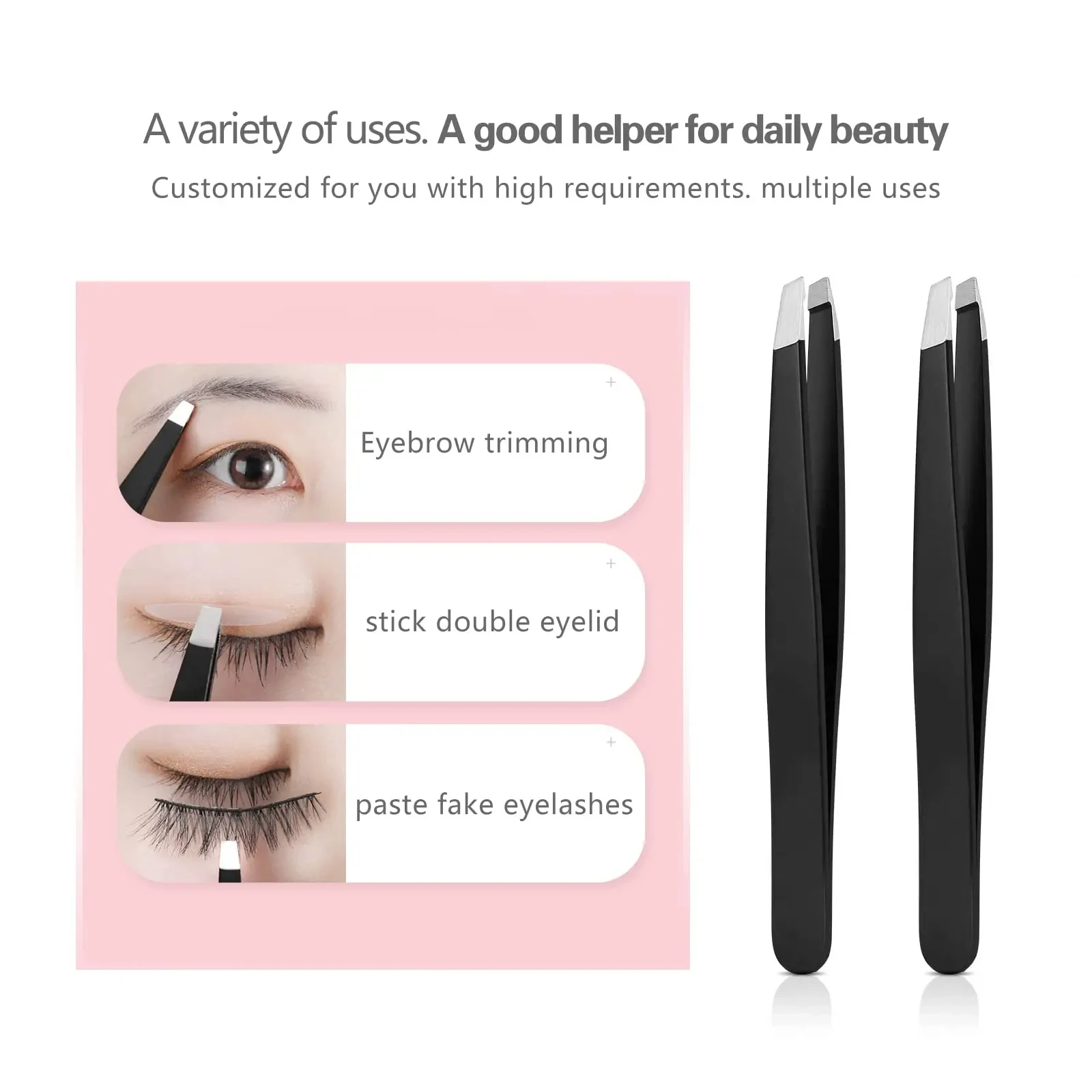 Black Tweezer Set, High Precision Stainless Steel Eyebrow Tweezers for Facial Hair, Inward Growing Hair and Splinter Remover Kit 3