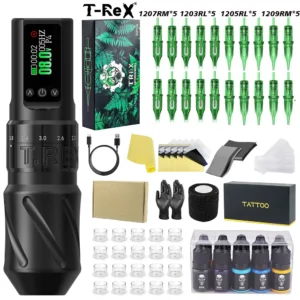 Tattoo Kit T-Rex  Adjustable Tattoo Pen Kit For Permanent Makeup Tattoo Machine Kit High Quality Wireless Tattoo Gun Kit 1