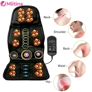 Car Electric Massage Chair Pad Heating Vibrating Back Massager Chair Cushion With Remote Controls Home Office Lumbar Pain Relief 1